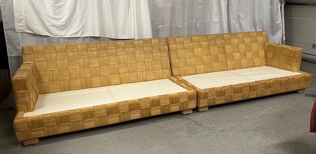 vintage block island style 2 piece sofa