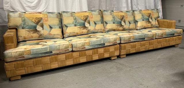 vintage block island style 2 piece sofa
