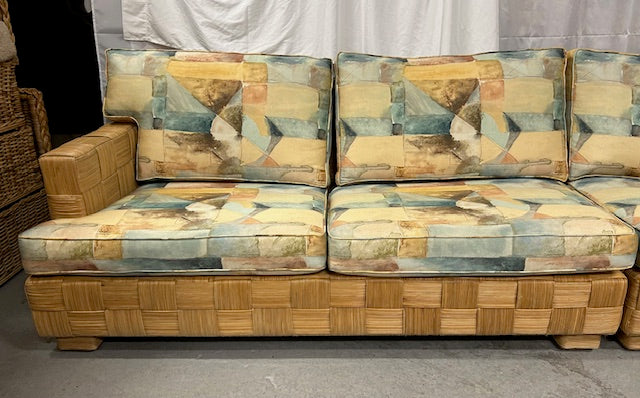 vintage block island style 2 piece sofa