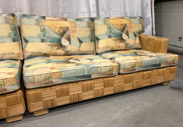vintage block island style 2 piece sofa