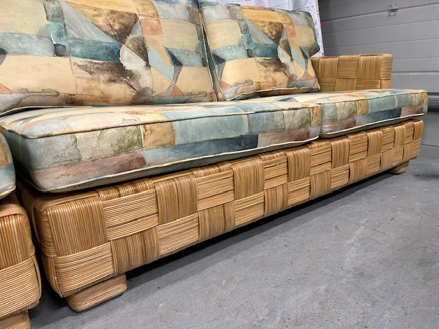 vintage block island style 2 piece sofa