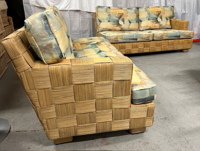 vintage block island style 2 piece sofa