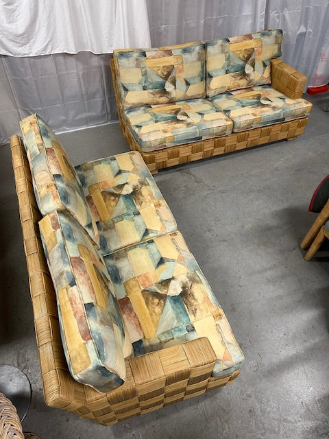 vintage block island style 2 piece sofa