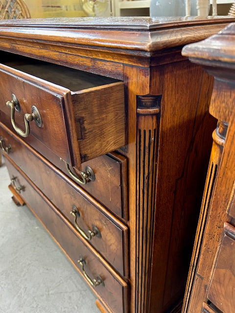 vintage pair of oyster veneer chests