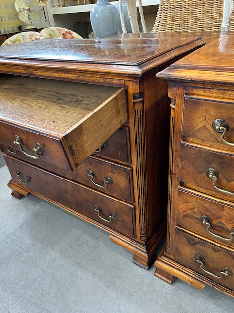 vintage pair of oyster veneer chests