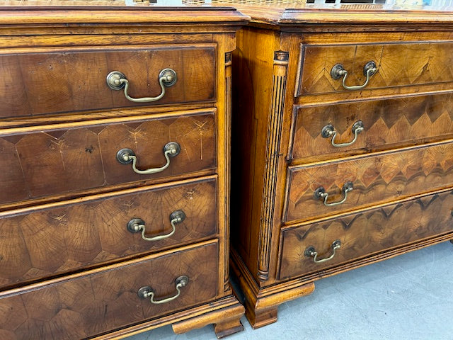 vintage pair of oyster veneer chests