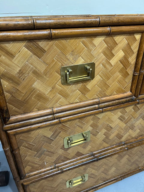 vintage pair faux bamboo campaign style chests