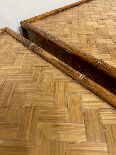 vintage pair faux bamboo campaign style chests