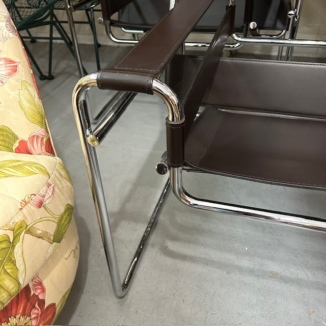 pair dark brown Wassily style chairs