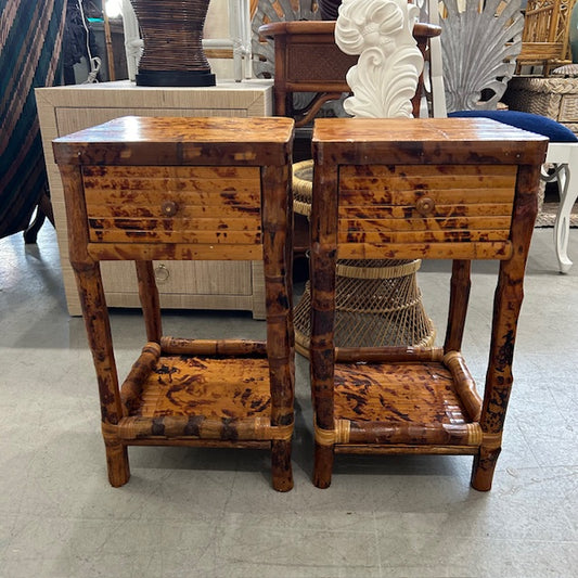 burnt bamboo nightstands