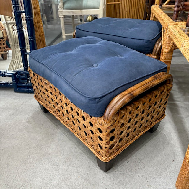 pair rattan cane ottomans 