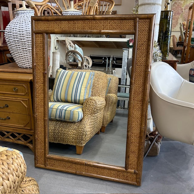 McGuire cane rattan mirror