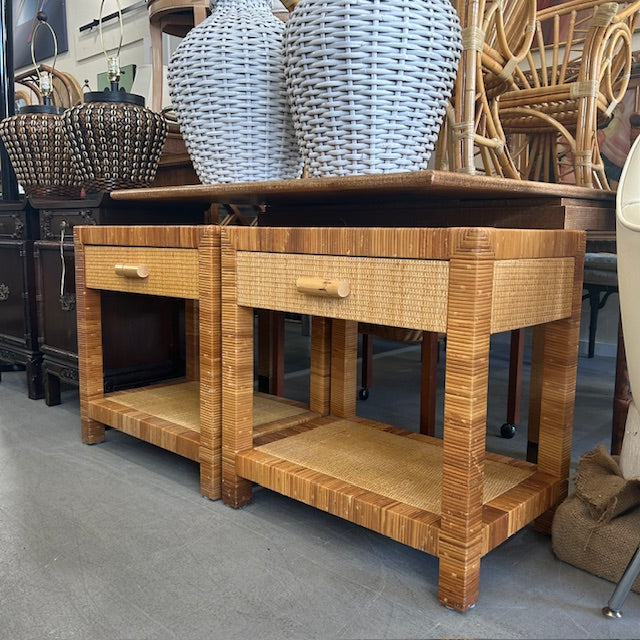 Bielecky Brothers cane rattan nightstands