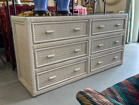 cane rattan woven chest dresser