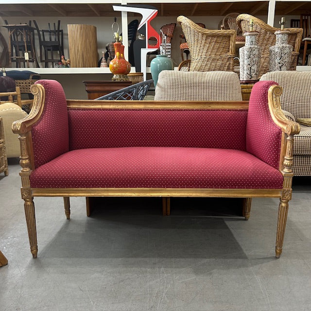 Louis XVI style gold gilded bench settee