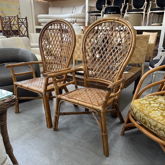 vintage rattan tall back chairs