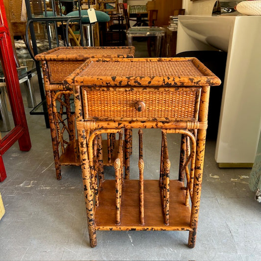 burnt bamboo rattan British Colonial sides