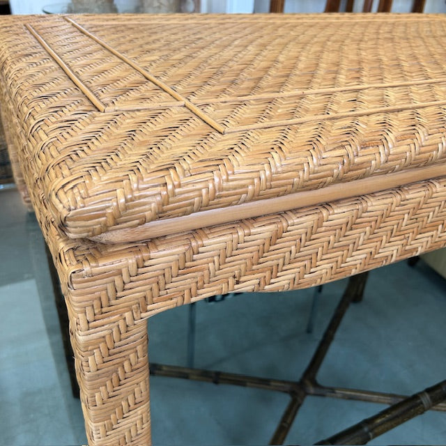 Ming style woven cane rattan coffee table