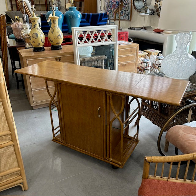 McGuire rattan bar cart