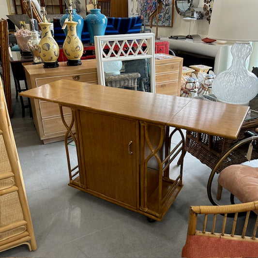 McGuire rattan bar cart