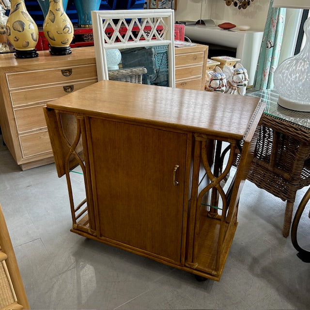 McGuire rattan bar cabinet cart