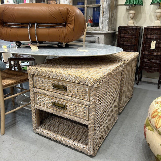 vintage cane rattan wicker nightstands