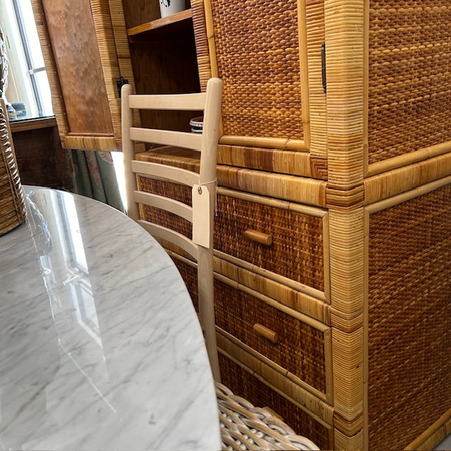 vintage rattan cane wrapped cabinet