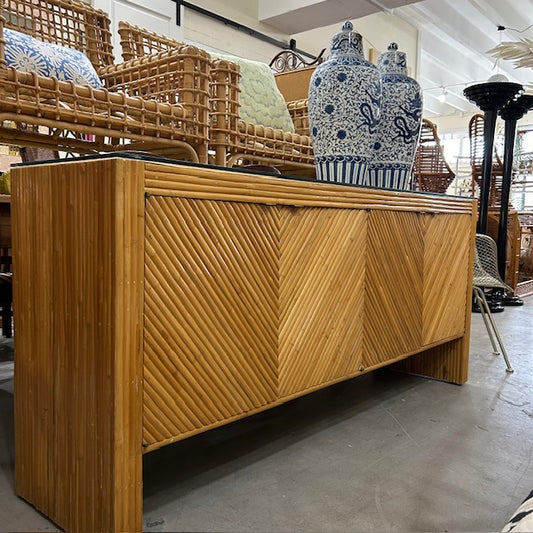 vintage split rattan cabinet