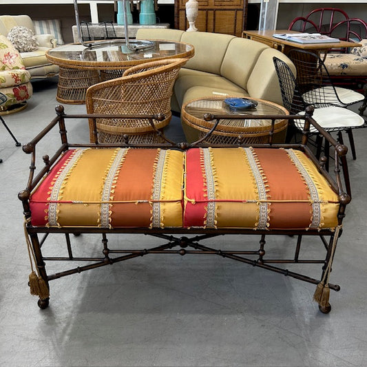 faux bamboo metal bench settee