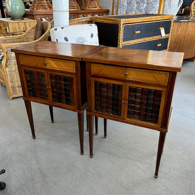 French faux book side table cabinets