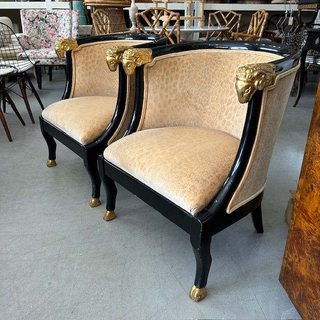 Neoclassical style rams head chairs