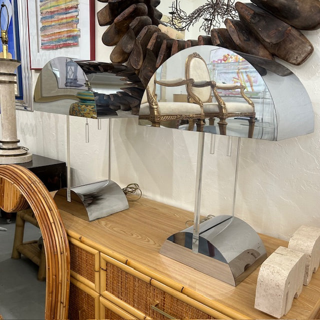 George Kovacs lucite chrome lamps