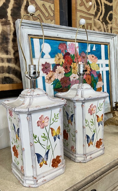 vintage pair of ceramic lamps