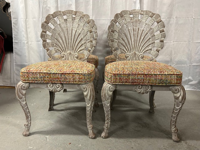 4 Grotto style shell back aluminum chairs