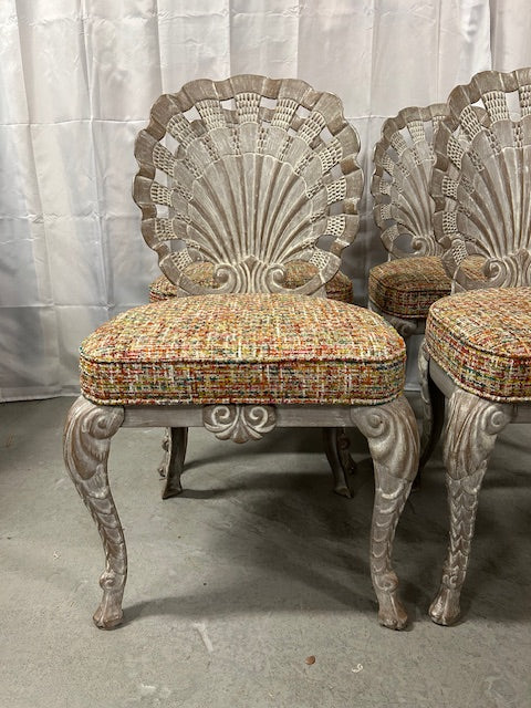 4 Grotto style shell back aluminum chairs