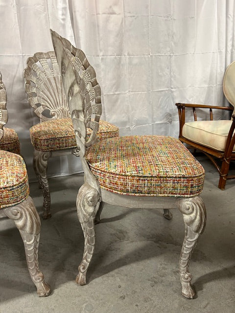 4 Grotto style shell back aluminum chairs
