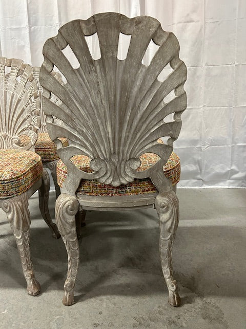 4 Grotto style shell back aluminum chairs