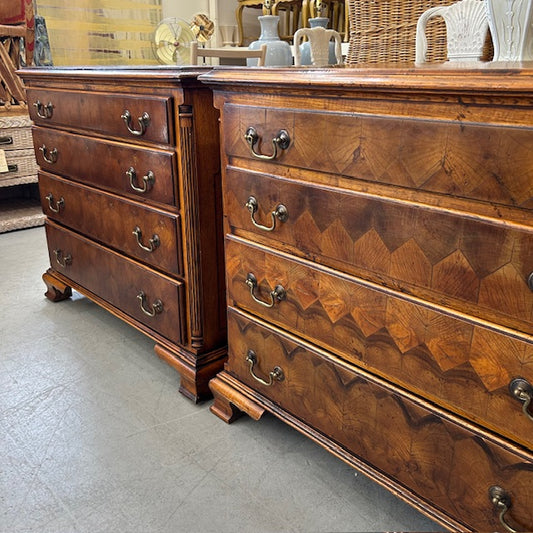 vintage pair of oyster veneer chests