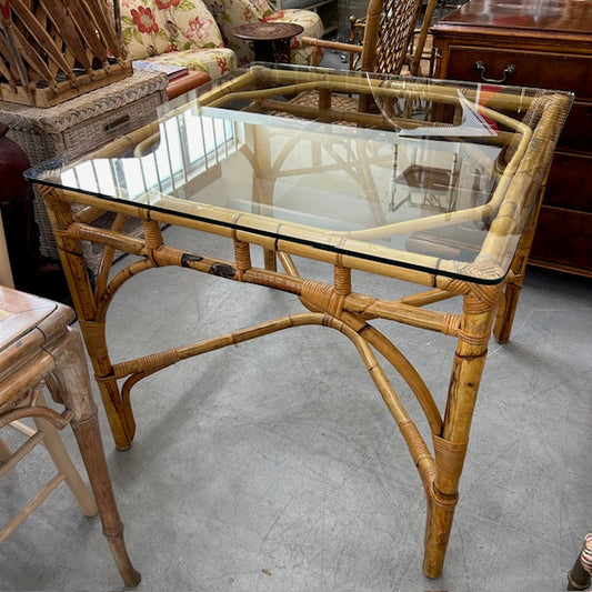 vintage rattan game table