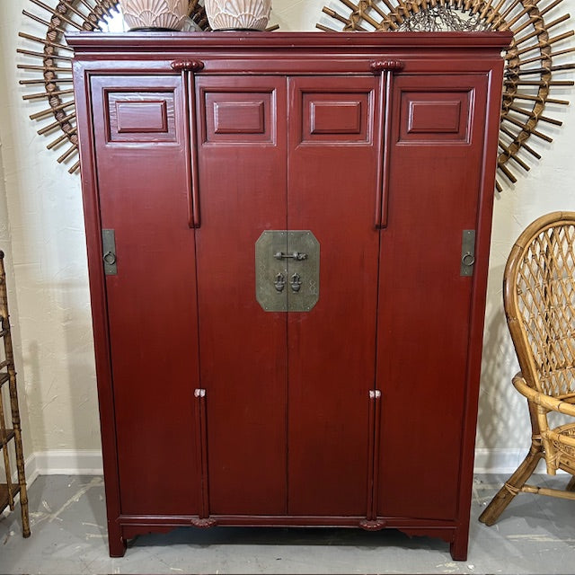 Chinese red 4 door cabinet
