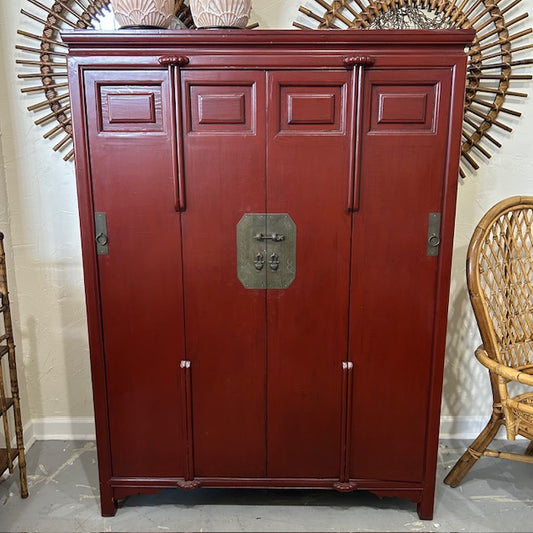 Chinese red 4 door cabinet