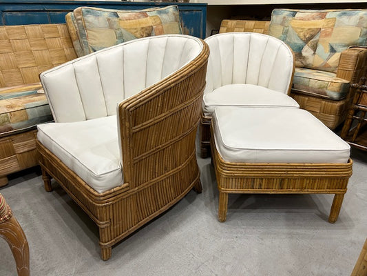split bamboo rattan vintage shell chairs