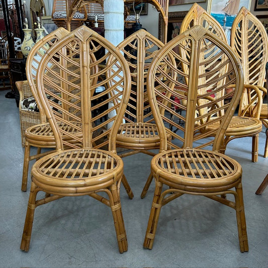 vintage rattan tropical leaf chairs