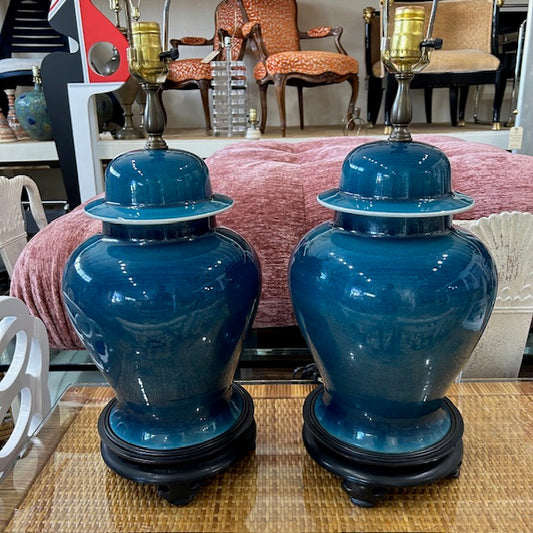 crackle glazed ginger jar lamps