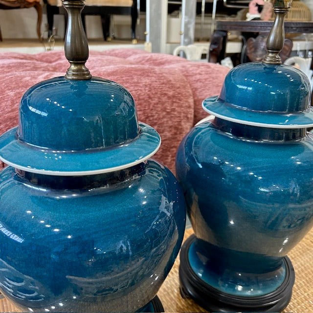 vintage ginger jar crackle glazed lamps