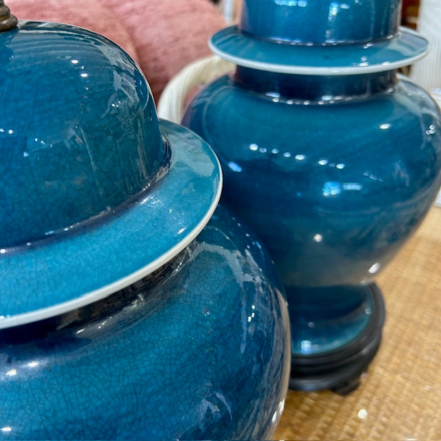 vintage ginger jar crackle glazed lamps